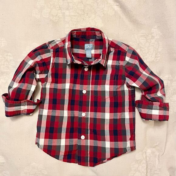 Baby GAP Button-up Shirt Boy's 2T | Red White Blue Check Classic - Picture 2 of 5